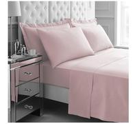 GC GAVENO CAVAILIA 4Pieces Hotel Quality Sheet Set Double - 100% Polyester Bedding - Includes Fitted Sheet, Flat Sheet & Pillowcases - Wrinkle & Fade Resistant, Everyday Home Use - Pink