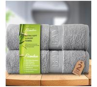 GC GAVENO CAVAILIA 500 GSM Bamboo Towels Bath Sheet - 2 Pack Extra Large Bath Sheets - 60% Bamboo and 40% Cotton - Highly Absorbent Bathroom Towel Set for Spa, Gym and Hotel, Silver, 80x140 cm