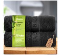 GC GAVENO CAVAILIA 500 GSM Bamboo Towels Bath Sheet | 80x140 Cm Black Bath Sheet Set | 2Pack Bath Sheets Towels Extra Large Set | Highly Absorbent 60% Bamboo, 40% Cotton Towel Set