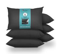 GC GAVENO CAVAILIA 6 Pairs Microfiber Pillowcases - 100% Brushed Plain Dyed Housewife Style - Hypoallergenic Pillow, Wrinkle, Fade & Stain Resistant - Envelope Closure - Standard Size (75x50 cm) Black