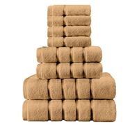 GC GAVENO CAVAILIA 8 Piece Cotton Egyptian Bath Towels Bale Set, Highly Absorbent Quick Drying Towel, Ultra Soft 4x Face 2x Hand 2x Bath Striped Towels Set, Peach