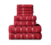 GC GAVENO CAVAILIA 8 Piece Red Towel Bale Set, Quick Dry Highly Absorbent Cotton Towels Bale Set For Bathroom, 450 GSM Towel Set, 4x Face Towel 2x Hand Towels 2x Bath Towels