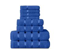 GC GAVENO CAVAILIA 8 Piece Royal Blue Towel Bale Set, Quick Dry Highly Absorbent Cotton Towels Sets Bathroom, 450 GSM Towel Sets, 4x Face Towel 2x Hand Towels 2x Bath Towels