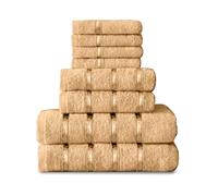 GC GAVENO CAVAILIA 8 Piece Towel Bale Set, Quick Dry Highly Absorbent Cotton 450 Towels Sets Bathroom, 4x Face Towel 2x Hand Towels 2x Bath Towels, Peach