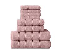 GC GAVENO CAVAILIA 8 Piece Towel Bale Set, Quick Dry Highly Absorbent Cotton Towel Sets Bathroom, Blush Pink Towels Sets 450 GSM, 4x Face Towel 2x Hand Towels 2x Bath Towels