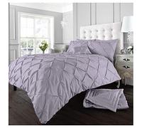 GC GAVENO CAVAILIA Alford Pinch Pleat Pintuck Duvet Cover Set Bedding With Pillow Cases Pack Of 2, Double Iris-Lilac Bedset, 3 Pieces