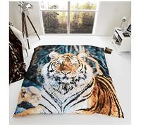 GC GAVENO CAVAILIA Animal Plush Big Blankets King Size, Soft & Cosy Thermal Fleece Extra Large Sofa Throw 3D Tiger Fluffy Fur Blanket, 200x240 CM