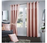 Gc Gaveno Cavailia Aviv Modern Style Lined Diamante Band Curtains 66X54 Cm Blush Pink Luxurious Sparkle Eyelet For Bedroom