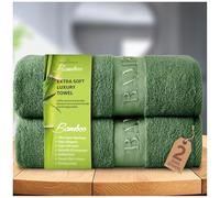GC GAVENO CAVAILIA Bamboo Bath Sheet Extra Large (90x140cm) - 500 GSM Super Water Absorbent Towels Large Bamboo Towels 2 Pack (60% Bamboo, 40% Cotton) - Extra Soft Towel Bath Sheets - Green
