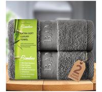 GC GAVENO CAVAILIA Bamboo Hand Towels 2 Pack - 500 gsm Highly Absorbent Towels For Bathroom (50x80 Cm) - 60% Bamboo, 40% Cotton Towels Bale Extra Soft - Charcoal