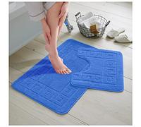GC GAVENO CAVAILIA Bath Mat Set 2 Piece - Non Slip Bathroom Mat - Bath Rug Toilet Mat With Pedestal Set - Machine Washable Floor Mat - Blue