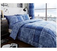 GC GAVENO CAVAILIA Bed Set with Duvet Cover and Pillow, Polyester-Cotton, Denim-Check-Blue, Double