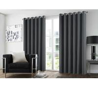 GC GAVENO CAVAILIA Blackout Curtains Pair | Thermal Insulated Door Panel Drapes Blackout Eyelet Curtains 66x90 Inch | Sound-Reducing Sunlight Blocking Plain Curtains for Bedroom, Living Room, Charcoal