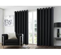 GC GAVENO CAVAILIA Blackout Curtains Pair | Thermal Insulated Door Panel Drapes Blackout Eyelet Curtains 66x72 Inch | Sound-Reducing Sunlight Blocking Plain Curtains for Bedroom, Living Room, Black