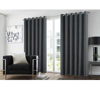 GC GAVENO CAVAILIA Blackout Curtains Pair | Thermal Insulated Door Panel Drapes Blackout Eyelet Curtains 66x72 Inch | Sound-Reducing Sunlight Blocking Plain Curtains for Bedroom, Living Room, Charcoal