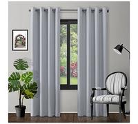 GC GAVENO CAVAILIA Blackout Eyelet Ring Top Curtains Pair | Fully Lined Thermal Insulated Drapes - 90X90 Inch, Silver | Elegant Room Darkening Window Treatment For Bedrooms, Living Rooms & Patio Doors
