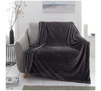 GC GAVENO CAVAILIA Blanket Throw, Extra Soft & Fluffy Throws Sofa Bed, Thermal Chunky Rib For Couch Arm Chair 130X180, Charcoal, 727828