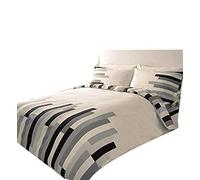 Block Stripe Duvet Cover Set, Geometric Single Bedding Sets, Polycotton Bed Covers, Black
