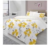 GC GAVENO CAVAILIA Blossom Floral King Size Bedding Set, Poppy Flower Duvet Cover with Pillowcases, Ultra Soft Poly Cotton Reversible Quilt Coverlet, Yellow