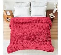 GC GAVENO CAVAILIA Blossom Heavy Blanket 2 Ply Sherpa Fleece Bed Throw 4kg | Soft & Warm Fluffy Blanket King Size - Embossed Heart Design, 100% Polyester Plush Throw, Cosy Bed Blanket, 200x240 cm, Red