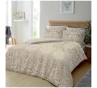 GC GAVENO CAVAILIA Botanical Double Bed Duvet Cover Set with pillowcases, Soft Breathable Damask Floral Bedding Double Bedding Set, Reversible Damask Flowers Print, Natural