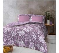 GC GAVENO CAVAILIA Botanical Floral King Bedding Set - 4 Piece - Reversible Printed Duvet Cover, Fitted Sheet and Matching Pillowcases - Polycotton Super Soft and Easy Care Complete Quilt Set, Pink