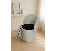 GC GAVENO CAVAILIA Boucle Round Stool Ottoman Storage Box | Vanity Stool With Storage Hidden Removable Lid, Ottoman Folding Stool Foot Rest Bench Seat Chair For Living Room, Bedroom, Grey