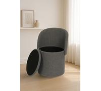 GC GAVENO CAVAILIA Boucle Round Stool Ottoman Storage Box | Vanity Stool With Storage Hidden Removable Lid, Ottoman Folding Stool Foot Rest Bench Seat Chair For Living Room, Bedroom, Charcoal