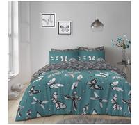 GC GAVENO CAVAILIA Butterfly Printed Single Duvet Cover With Pillow Case, 2Pcs Reversible Firefly Teal Bedding Set, Breathable Quilt Cover Bed Sets