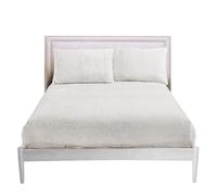 GC GAVENO CAVAILIA Care Plain King Size Bed Sheets, 100% Polyester Teddy Fitted Sheet, Thermal Warm Fleece Bottom, White, 736813