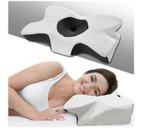 Cervical Anti Allergy Pillow Orthopedic Contour Memory Foam Pillow For Shoulder Neck Tension Relief Anti Bacterial Front Stomach Side Sleeping Pillow With Hypoallergenic Pillowcase, 64x38 cm