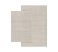 GC GAVENO CAVAILIA Check Bath Mat Set 2 Piece Non Slip Pedestal Mat, Cream | 100% Microfibre,Quick Drying, Antibacterial Bathroom Mat Set - Easy Care, Washable Bathmat For Bathroom, 50x80cm & 40x60cm