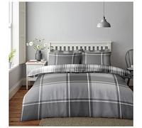 GC GAVENO CAVAILIA Checkered Bedding Set, Printed Tartan Duvet Covers Single, Reversible Bedcover Printed Check Quilt Covers, Grey