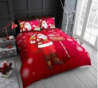 GC GAVENO CAVAILIA Christmas Xmas Duvet Set, Polycotton Fabric Bedding Quilt Covers, Washable Printed Bed Set, Santa Please Stop Here, King