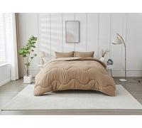 GC GAVENO CAVAILIA Coverless Single Duvet - 100% Polyester Down Alternative Comforter & Pillowcase - 10.5 Tog Reversible Coverless Quilt - Soft, Warm, Bedding Set - (137x200cm), Natural/Dark Natural