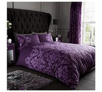 GC GAVENO CAVAILIA Damask Bed Set with Duvet Cover and Pill, Polyester-Cotton, Empire-Purple, Double