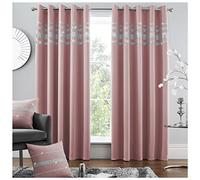GC GAVENO CAVAILIA Diamante Kendal Blackout Curtains For Bedroom, Eyelet Thermal Insulated Door Curtain, Blush Pink, 66 x 54 Inch