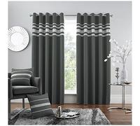 GC GAVENO CAVAILIA Diamante Kendal Blackout Curtains For Bedroom, Eyelet Thermal Insulated Door Curtain, Charcoal, 66X90 Inch