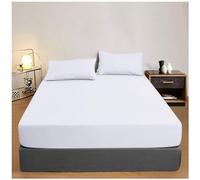 GC GAVENO CAVAILIA Double Fitted Bed Sheet- 100% Egyptian Cotton Fitted Sheet- 400 Thread Count Bedding Sheets- White