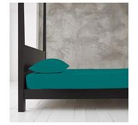 "GC GAVENO CAVAILIA Double Fitted Sheet | 25cm Deep Polycotton Bed Sheet | Soft, Durable & Wrinkle Resistant Easy Care Plain Dyed Bedding | Deep Teal Deep Mattress Bottom Sheet - 135 x 190 cm"