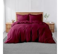 GC GAVENO CAVAILIA Double Size Plain Duvet Cover Set - Soft, Comfy & Breathable Luxury Bedding, Easy-Care Washable Bed Linen, Wine