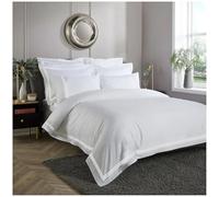 GC GAVENO CAVAILIA Duvet Cover Double Bed, Hotel Quality Plain Border Stripe Bedding, Devore Double Bed Set With Pillow Cases, White/White