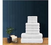 GC GAVENO CAVAILIA Easy Care 100% Cotton Highly Absorbent Towels Set, Ring Spun Bath Sheet for Bathroom, White, 10PK Toronto Bale