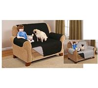 GC GAVENO CAVAILIA Easy Care 2 Piece Water Repellent Couch Cover, Reversible Slipcover, Pet Sofa Protector, Black/Silver, Two Seater