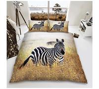 GC GAVENO CAVAILIA Easy Care 3D Forest Print Duvet Cover, Soft & Cosy Safari Bedding Wildlife Quilt Set, Zebra, Double
