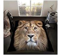 GC GAVENO CAVAILIA Easy Care 3D Wildlife Animal Throw, Luxury Soft & Cosy Printed Light Weight Sofa Settee Blanket, Lion, 150X200