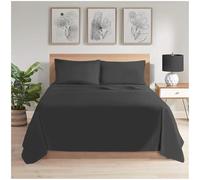 GC GAVENO CAVAILIA Easy Care Bedding Flat Sheets (275 X 300 Cm) | Superking Size Polycotton Bed Sheets | Breathable & Cozy Sheets |Charcoal