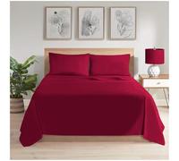 GC GAVENO CAVAILIA Easy Care Bedding Flat Sheets (275 X 300 Cm) | Superking Size Polycotton Bed Sheets | Breathable & Cozy Sheets |Red