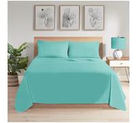 GC GAVENO CAVAILIA Easy Care Bedding Flat Sheets (275 X 300 Cm) | Superking Size Polycotton Bed Sheets | Breathable & Cozy Sheets |Aqua
