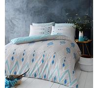 GC GAVENO CAVAILIA Easy Care Checkered, Reversible Check Duvet Cover, Soft & Cosy Damask Quilt Bed Set, Polycotton, Nico-Blue, Double